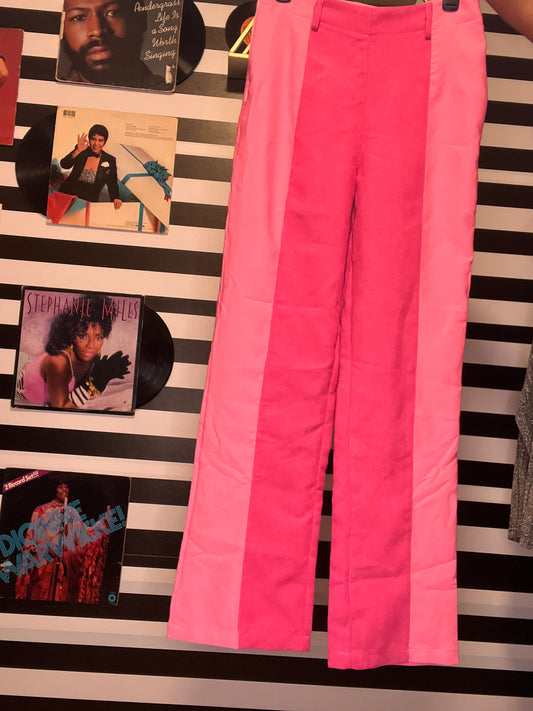 Pink Two Tone Corduroy Detail Pants