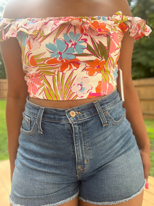 JustFab Floral Linen Shirt