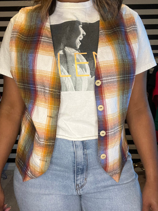 Anxiety Plaid Flannel Vest