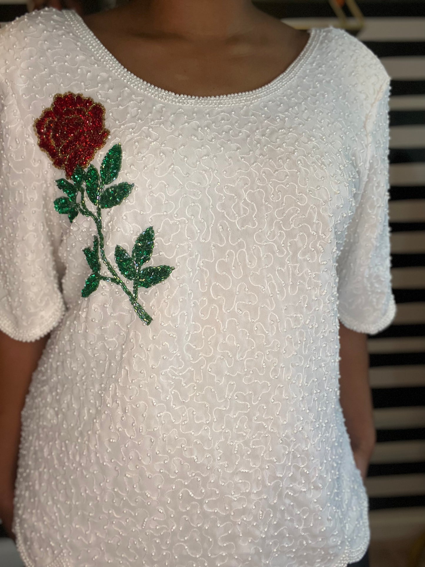 Vintage Rose Beaded Top