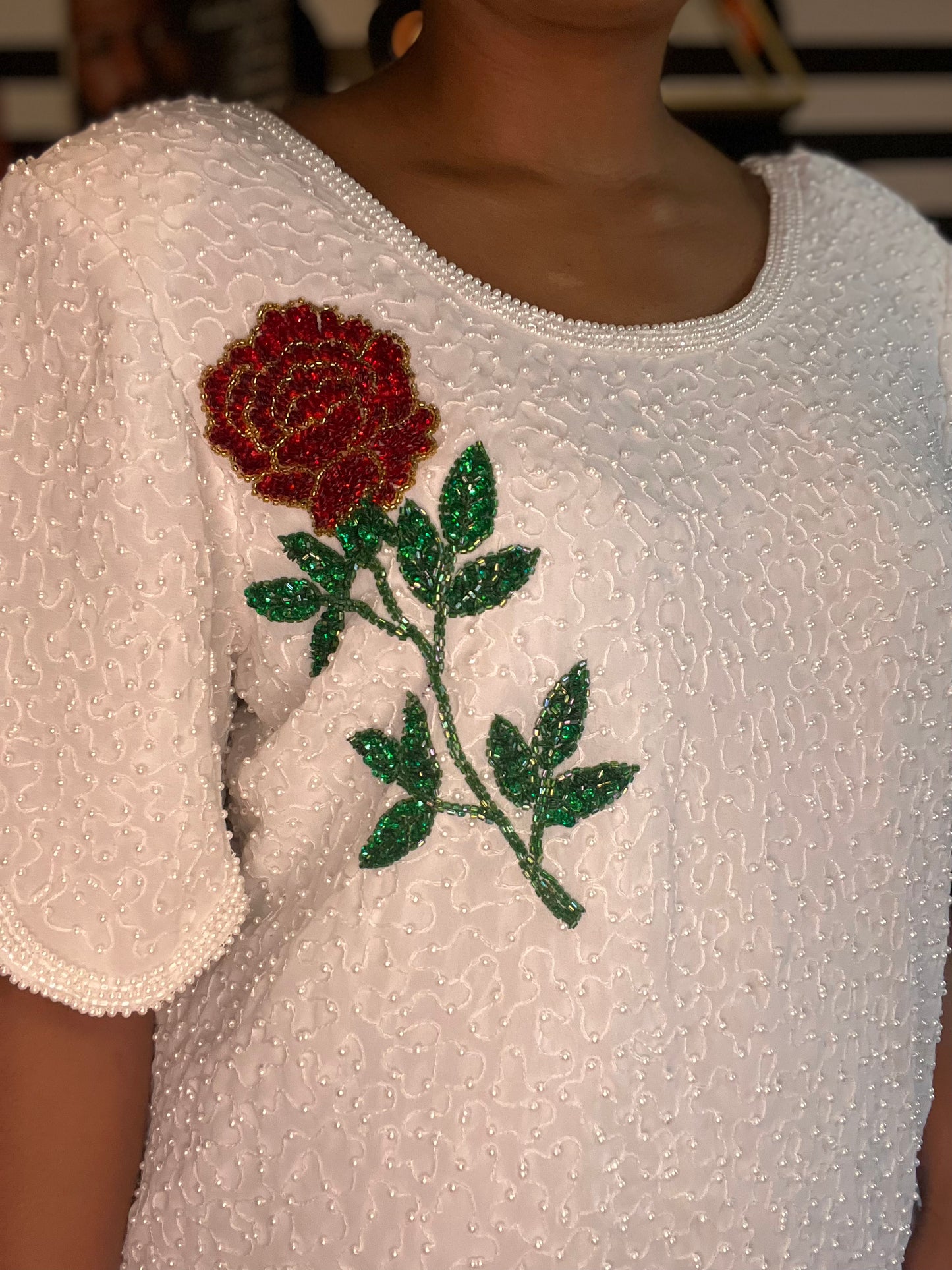 Vintage Rose Beaded Top