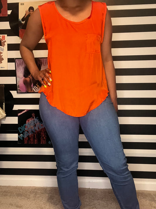 Orange Just A Peek Crisscross Back Shirt