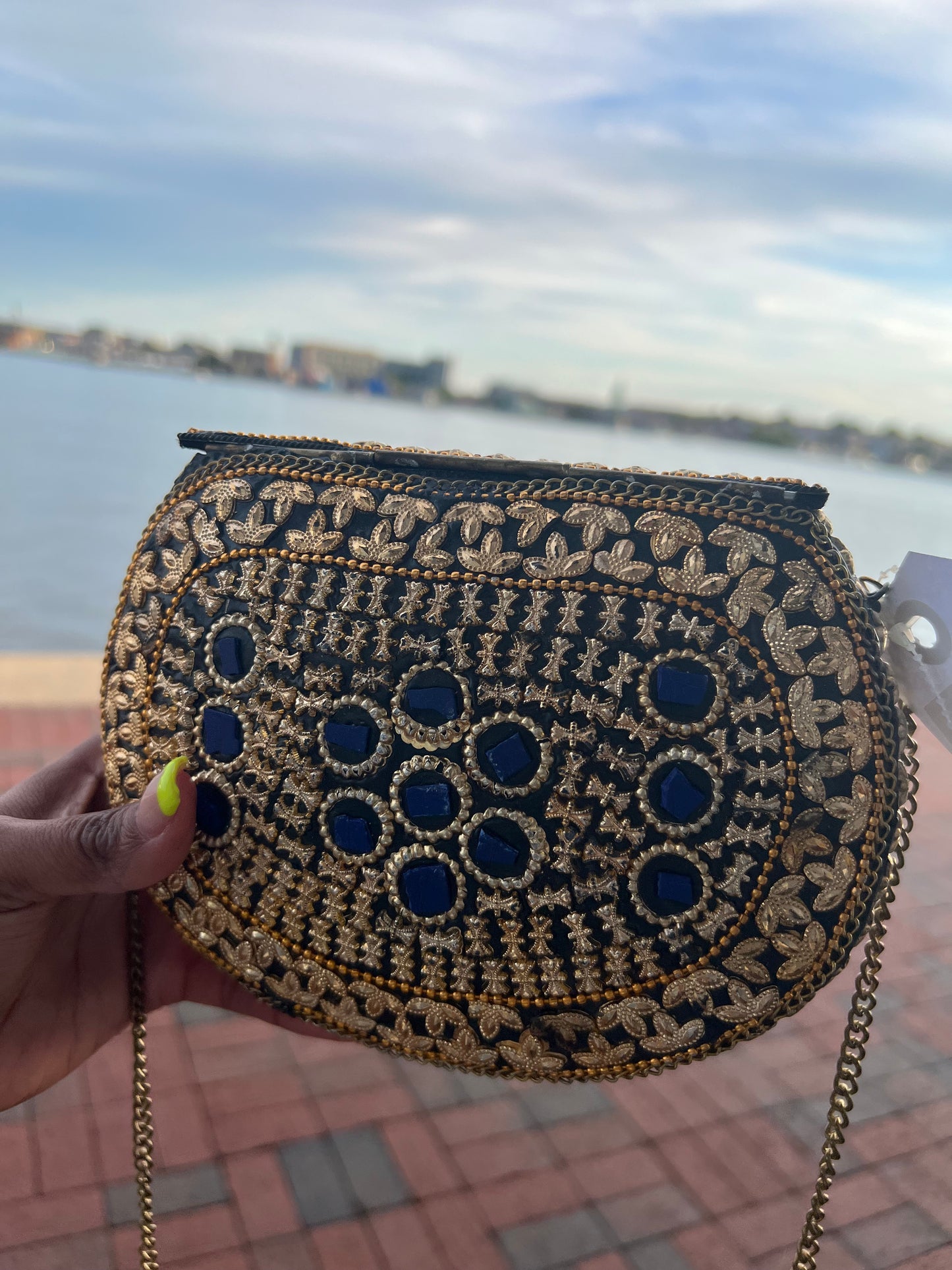 Handmade Blue Mosaic Metal Purse