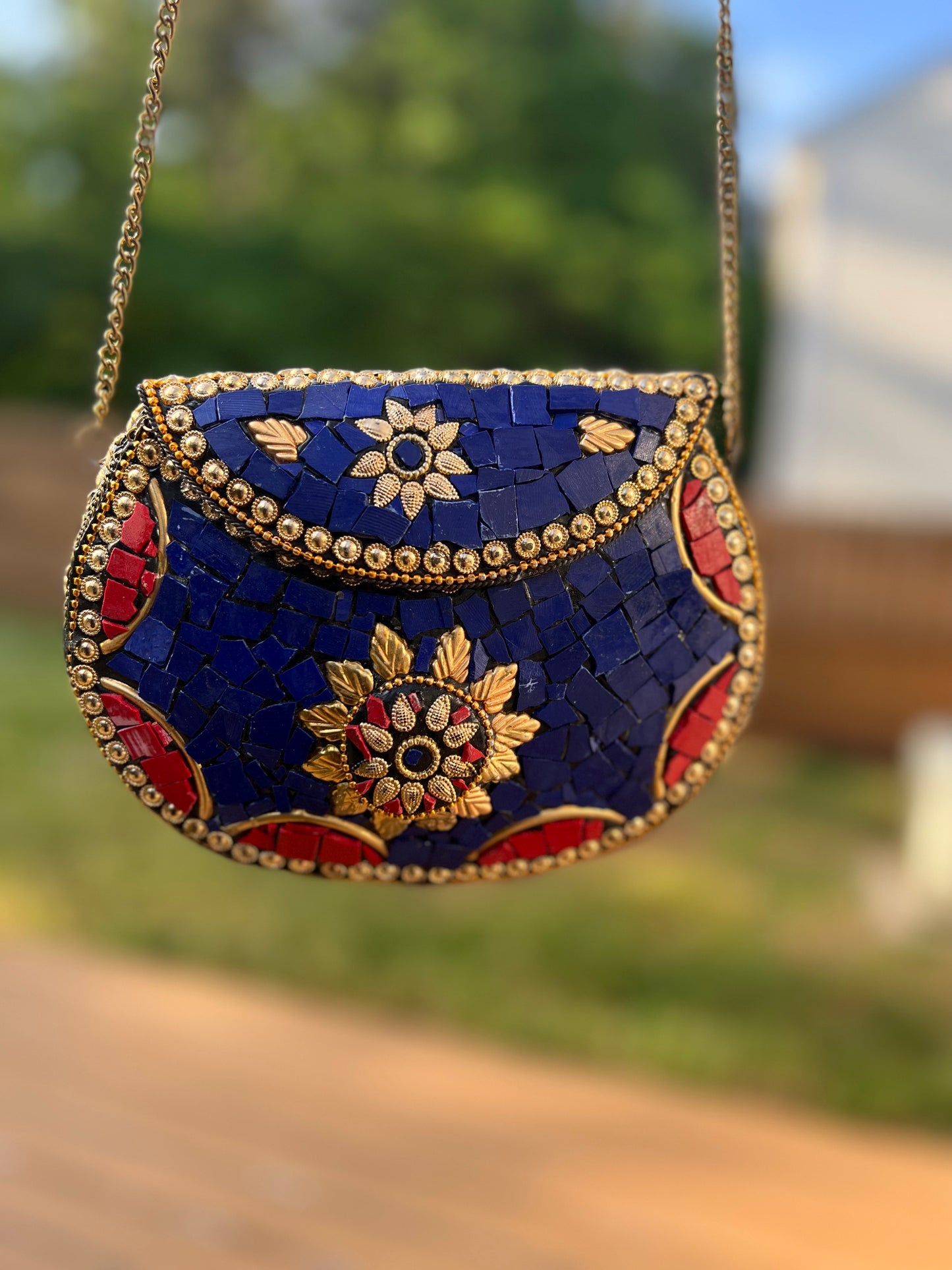 Handmade Blue Mosaic Metal Purse