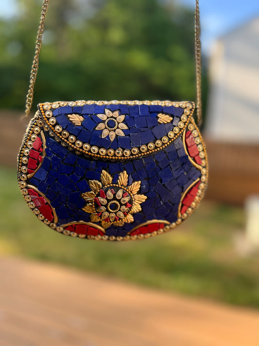 Handmade Blue Mosaic Metal Purse